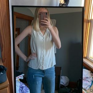 Sz SM white/grey striped tank used good condition